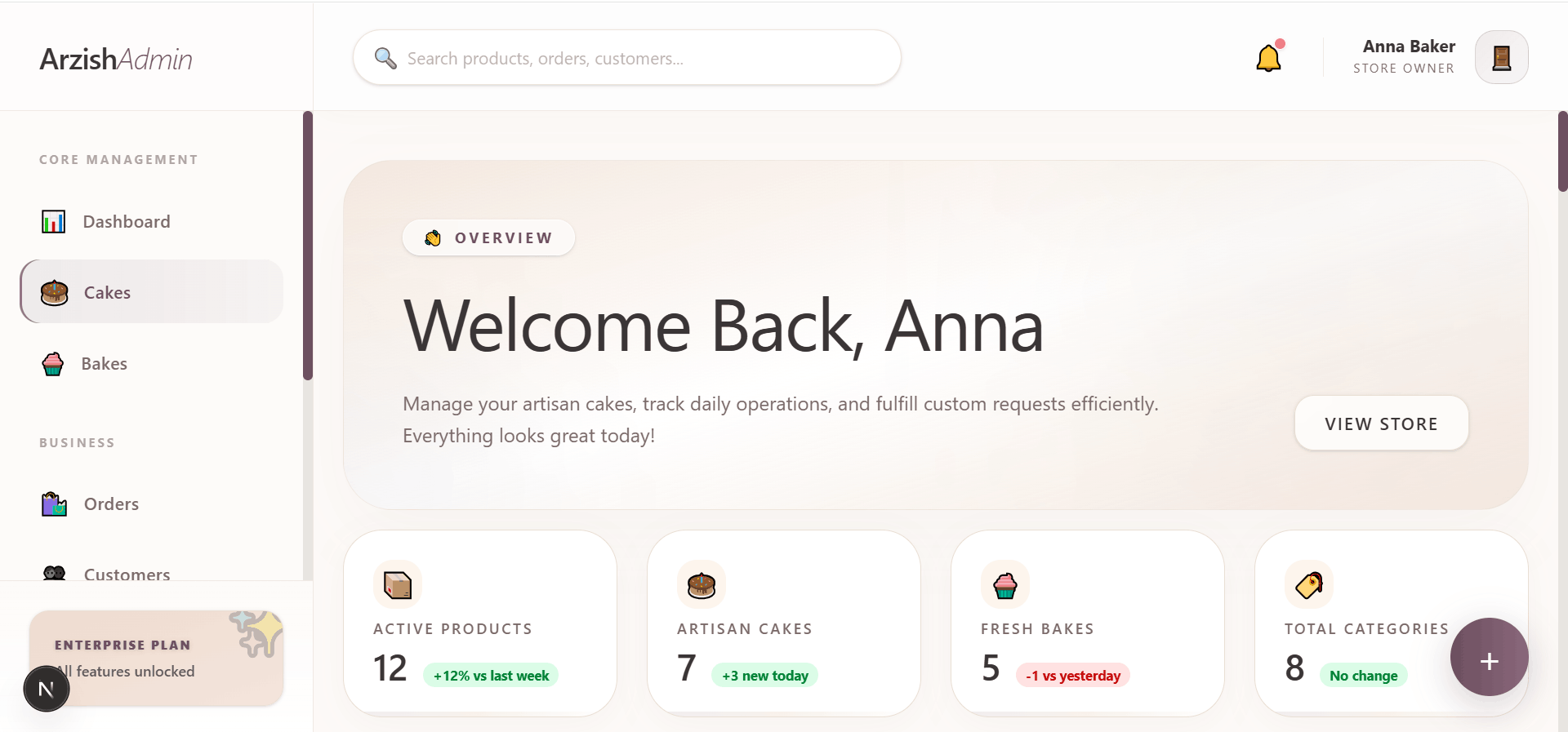 Arzish Cakery Website